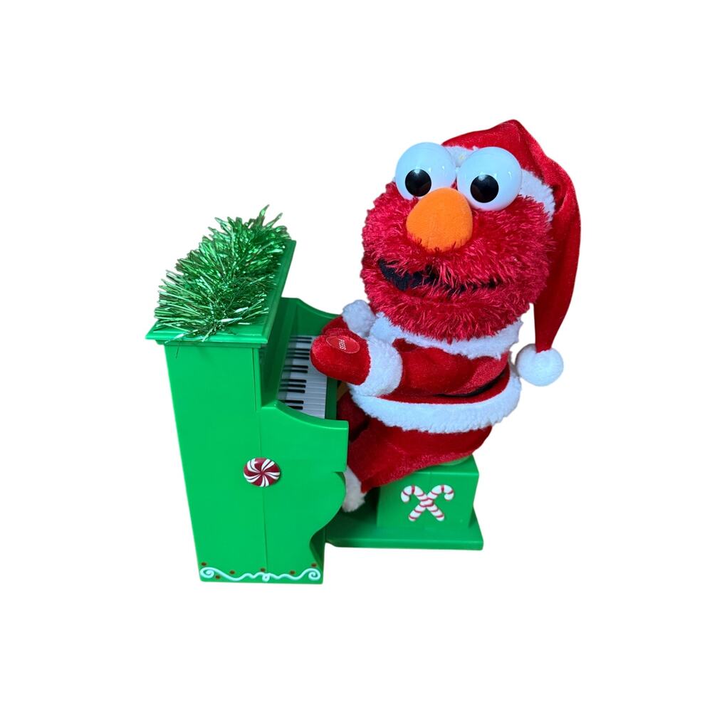 10.5" Animated Lighted Musical Elmo Playing Piano Christmas Decoration